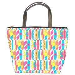 Rainbow Colored Waikiki Surfboards  Bucket Bag by PodArtist