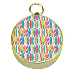 Rainbow Colored Waikiki Surfboards  Gold Compasses by PodArtist