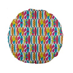 Rainbow Colored Waikiki Surfboards  Standard 15  Premium Flano Round Cushions by PodArtist