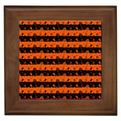 Orange And Black Spooky Halloween Nightmare Stripes Framed Tiles by PodArtist