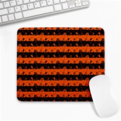 Orange And Black Spooky Halloween Nightmare Stripes Large Mousepads by PodArtist