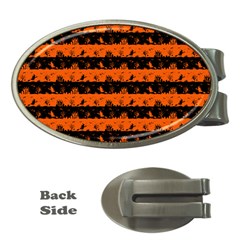 Orange And Black Spooky Halloween Nightmare Stripes Money Clips (oval)  by PodArtist