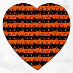 Orange And Black Spooky Halloween Nightmare Stripes Jigsaw Puzzle (heart) by PodArtist