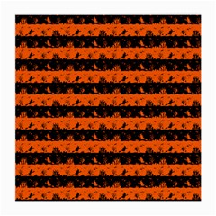 Orange And Black Spooky Halloween Nightmare Stripes Medium Glasses Cloth (2-side) by PodArtist