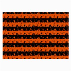 Orange And Black Spooky Halloween Nightmare Stripes Large Glasses Cloth (2-side) by PodArtist