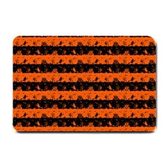 Orange And Black Spooky Halloween Nightmare Stripes Small Doormat  by PodArtist