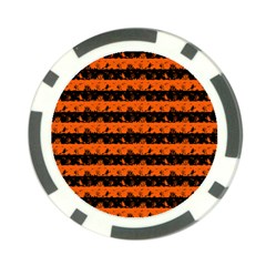 Orange And Black Spooky Halloween Nightmare Stripes Poker Chip Card Guard by PodArtist