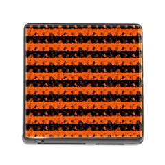 Orange And Black Spooky Halloween Nightmare Stripes Memory Card Reader (square 5 Slot)