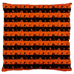 Orange And Black Spooky Halloween Nightmare Stripes Large Cushion Case (two Sides) by PodArtist