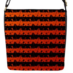 Orange And Black Spooky Halloween Nightmare Stripes Flap Closure Messenger Bag (s) by PodArtist