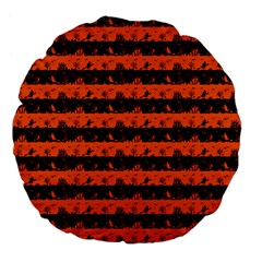 Orange And Black Spooky Halloween Nightmare Stripes Large 18  Premium Flano Round Cushions by PodArtist