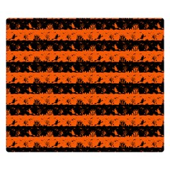 Orange And Black Spooky Halloween Nightmare Stripes Double Sided Flano Blanket (small)  by PodArtist