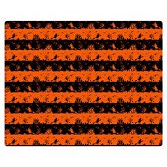 Orange And Black Spooky Halloween Nightmare Stripes Double Sided Flano Blanket (medium)  by PodArtist