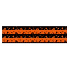 Orange And Black Spooky Halloween Nightmare Stripes Satin Scarf (oblong) by PodArtist