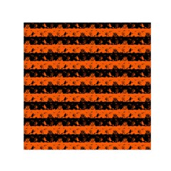 Orange And Black Spooky Halloween Nightmare Stripes Small Satin Scarf (square) by PodArtist