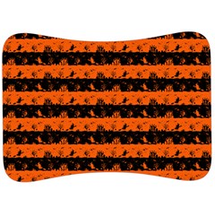 Orange And Black Spooky Halloween Nightmare Stripes Velour Seat Head Rest Cushion by PodArtist