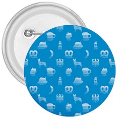 Oktoberfest Bavarian October Beer Festival Motifs In Bavarian Blue 3  Buttons by PodArtist