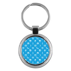 Oktoberfest Bavarian October Beer Festival Motifs In Bavarian Blue Key Chains (round)  by PodArtist