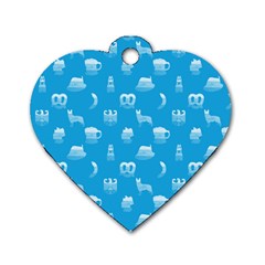 Oktoberfest Bavarian October Beer Festival Motifs In Bavarian Blue Dog Tag Heart (two Sides) by PodArtist