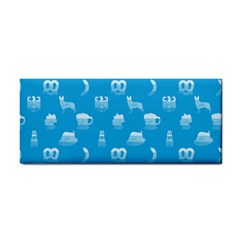 Oktoberfest Bavarian October Beer Festival Motifs In Bavarian Blue Hand Towel by PodArtist