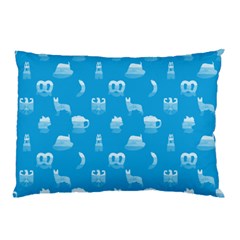 Oktoberfest Bavarian October Beer Festival Motifs In Bavarian Blue Pillow Case (two Sides) by PodArtist