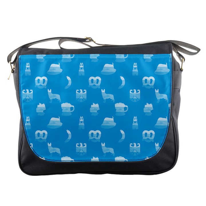 Oktoberfest Bavarian October Beer Festival Motifs in Bavarian Blue Messenger Bag