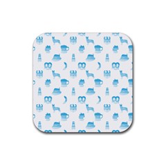 Oktoberfest Bavarian October Beer Festival Motifs In Bavarian Blue Rubber Coaster (square)  by PodArtist