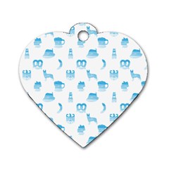 Oktoberfest Bavarian October Beer Festival Motifs In Bavarian Blue Dog Tag Heart (one Side) by PodArtist