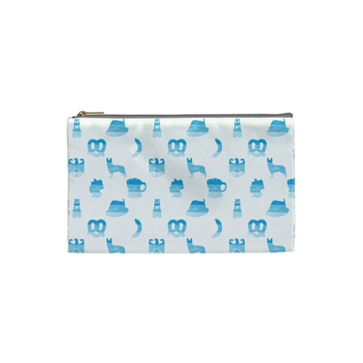 Oktoberfest Bavarian October Beer Festival Motifs in Bavarian Blue Cosmetic Bag (Small)