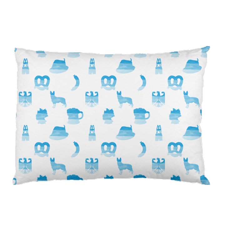 Oktoberfest Bavarian October Beer Festival Motifs in Bavarian Blue Pillow Case (Two Sides)