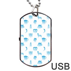 Oktoberfest Bavarian October Beer Festival Motifs In Bavarian Blue Dog Tag Usb Flash (two Sides) by PodArtist