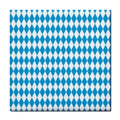 Oktoberfest Bavarian Blue And White Large Diagonal Diamond Pattern Tile Coasters by PodArtist