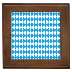 Oktoberfest Bavarian Blue And White Large Diagonal Diamond Pattern Framed Tiles by PodArtist