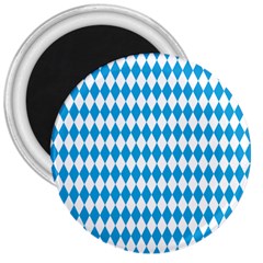 Oktoberfest Bavarian Blue And White Large Diagonal Diamond Pattern 3  Magnets by PodArtist