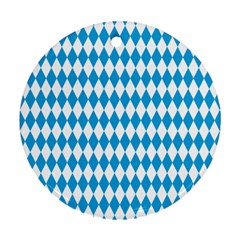 Oktoberfest Bavarian Blue And White Large Diagonal Diamond Pattern Ornament (round) by PodArtist