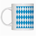 Oktoberfest Bavarian Blue and White Large Diagonal Diamond Pattern White Mugs Left