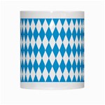 Oktoberfest Bavarian Blue and White Large Diagonal Diamond Pattern White Mugs Center