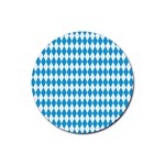 Oktoberfest Bavarian Blue and White Large Diagonal Diamond Pattern Rubber Coaster (Round)  Front