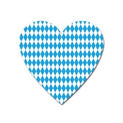 Oktoberfest Bavarian Blue And White Large Diagonal Diamond Pattern Heart Magnet by PodArtist