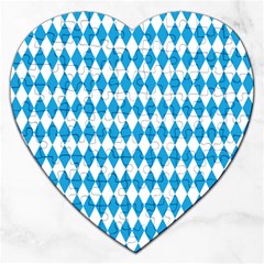 Oktoberfest Bavarian Blue And White Large Diagonal Diamond Pattern Jigsaw Puzzle (heart) by PodArtist