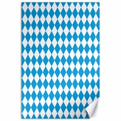 Oktoberfest Bavarian Blue And White Large Diagonal Diamond Pattern Canvas 24  X 36  by PodArtist