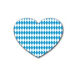 Oktoberfest Bavarian Blue and White Large Diagonal Diamond Pattern Heart Coaster (4 pack)  Front