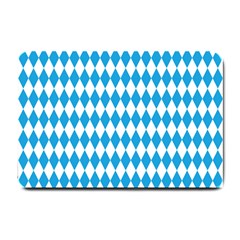 Oktoberfest Bavarian Blue And White Large Diagonal Diamond Pattern Small Doormat  by PodArtist