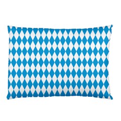 Oktoberfest Bavarian Blue And White Large Diagonal Diamond Pattern Pillow Case by PodArtist