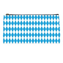 Oktoberfest Bavarian Blue And White Large Diagonal Diamond Pattern Pencil Cases by PodArtist