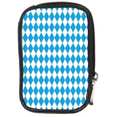 Oktoberfest Bavarian Blue And White Large Diagonal Diamond Pattern Compact Camera Leather Case by PodArtist