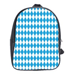 Oktoberfest Bavarian Blue And White Large Diagonal Diamond Pattern School Bag (large) by PodArtist