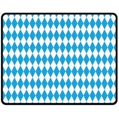 Oktoberfest Bavarian Blue And White Large Diagonal Diamond Pattern Fleece Blanket (medium)  by PodArtist