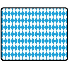 Oktoberfest Bavarian Blue And White Large Diagonal Diamond Pattern Double Sided Fleece Blanket (medium)  by PodArtist