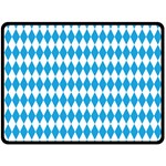 Oktoberfest Bavarian Blue and White Large Diagonal Diamond Pattern Double Sided Fleece Blanket (Large)  80 x60  Blanket Front